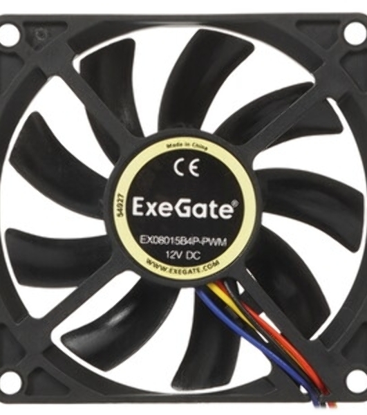 Вентилятор для корпуса ExeGate EX08015B4P-PWM черный, 80 мм, 2500 об/мин, 25 дБ, 4 pin