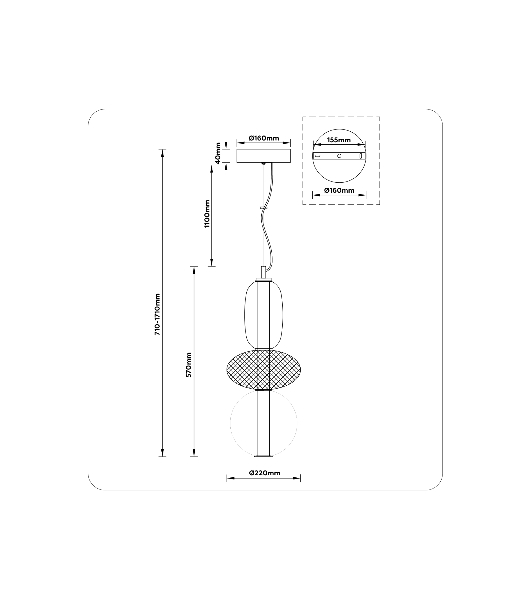 Подвесной светодиодный светильник Ambrella light LH11008 BK/FR черный/белый матовый 24W 3000K D220*570