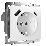 Розетка с заземлением, шторками и USB тип A+C (белый), фото 1