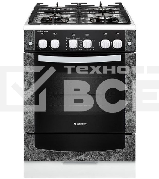 Плита газовая Gefest ПГ 6500-02 0113 черный, конфорок 4 шт, духовка 52 л, 60 см x 85 см x 60 см