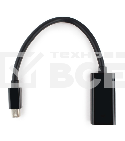 Переходник miniDisplayPort - DisplayPort, Cablexpert A-mDPM-DPF-001, 20M/20F, длина 16см, черный, пакет