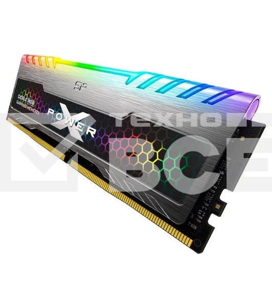 Оперативная память Silicon Power Xpower Turbine, DDR4, 16GB (1x16 GB), 3200 MHz, CL16, радиатор, RGB, серый