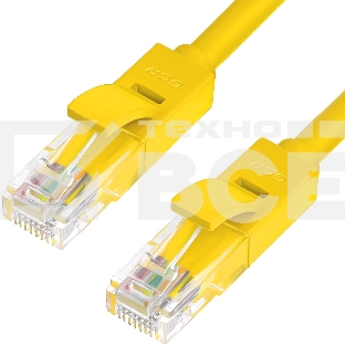 Патч-корд Greenconnect Патч-корд UTP прямой 2 m AWG24 кат.5е, RJ45, медь, литой (Желтый), пластик пакет (GCR-LNC02-2.0m)