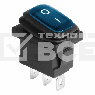 Выключатель клавишный 250V 6А (3с) ON-OFF синий с подсветкой Mini ВЛАГОЗАЩИТА Rexant
