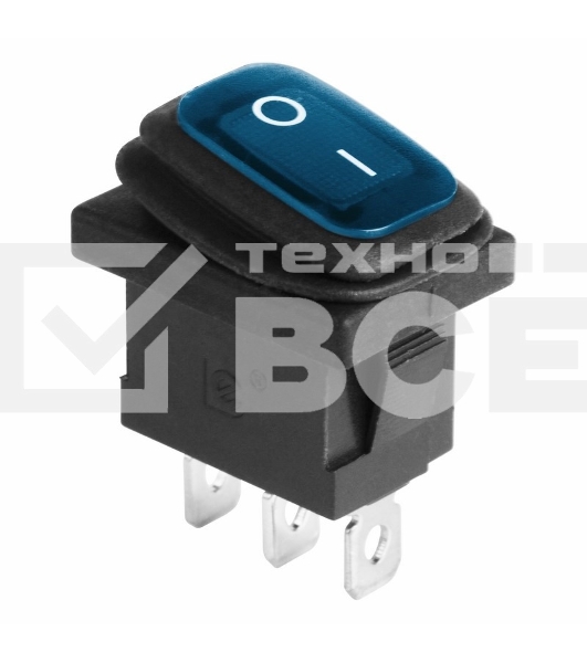 Выключатель клавишный 250V 6А (3с) ON-OFF синий с подсветкой Mini ВЛАГОЗАЩИТА Rexant