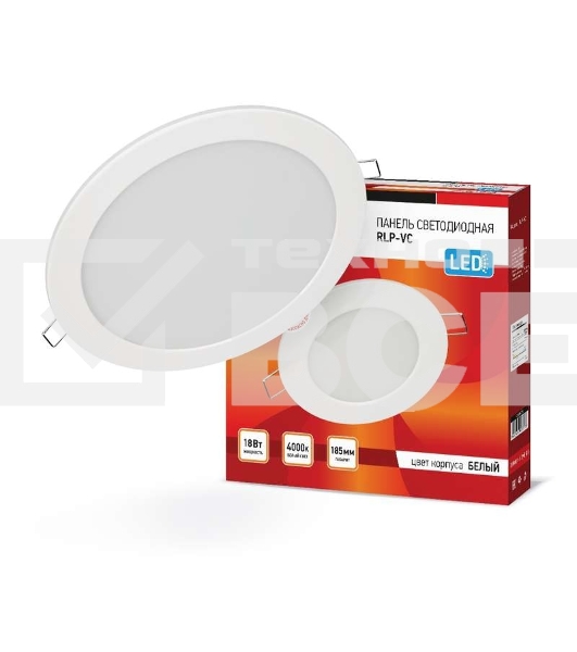 Светильник светодиодный RLP-VC 18Вт 230В 4000К 1440лм 185мм бел. (Аналог Downlight) IP40 IN HOME 4690612023373
