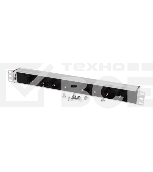 Блок розеток Rem-32 с инд., 8 Schuko, 32A, алюм., 19