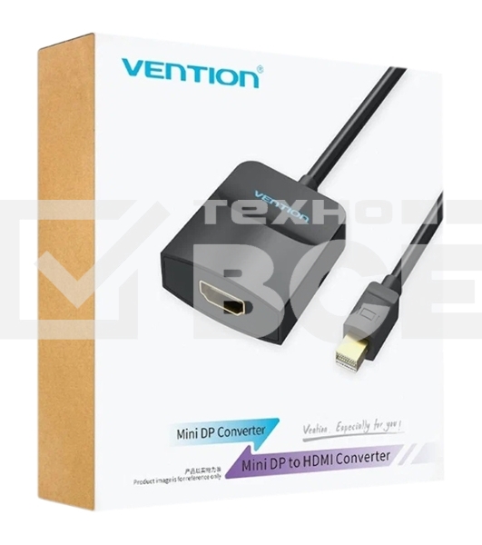 Адаптер-переходник Vention mini DisplayPort 20M > HDMI F Чёрный (HBCBB)