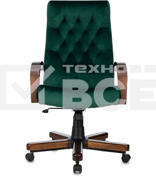 Кресло руководителя Бюрократ T-9928WALNUT Fabric Italia Green зеленый, крестов. металл/дерево