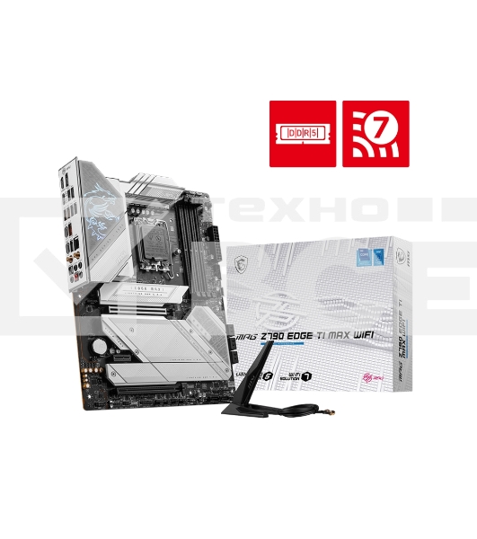 Материнская плата MSI MPG Z790 EDGE TI MAX WIFI, LGA 1700, Intel Z790, 4xDDR5, 8xSATA, 5xM.2, 1xPCIe 5.0 x16, 1xPCIe 4.0 x16, 1xPCIe x1, 1xHDMI, 1xDP, 1x 2.5Gb LAN, 4xUSB-A 3.2 Gen 2, 4xUSB-A 3.2 Gen 1, 1xUSB-C 3.2 Gen 2, 1xUSB-C 3.2 Gen 2x2, 5x3.5 мм, 7.