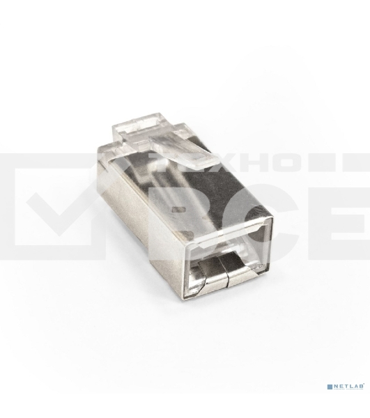 Коннектор ExeGate PL45-C5-8P8C-SH-100 RJ-45 Кат.5e (8P8C) под одножильный кабель, экранированный, золотое напыление (100шт)