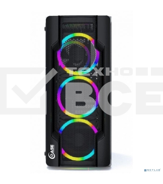 Компьютерный корпус Powercase Mistral X4 Mesh LED, Tempered Glass, 4x 120mm 5-color fan, чёрный, ATX  (CMIXB-L4)
