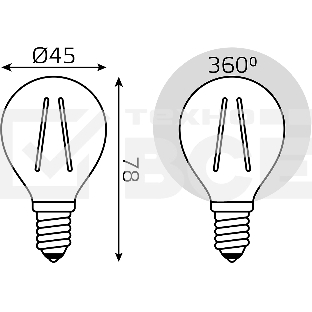 Лампа филам. Gauss Filament 5Вт цок.:E14 свеча 220B св.свеч.бел.нейт. (упак.:10шт) (105801205)