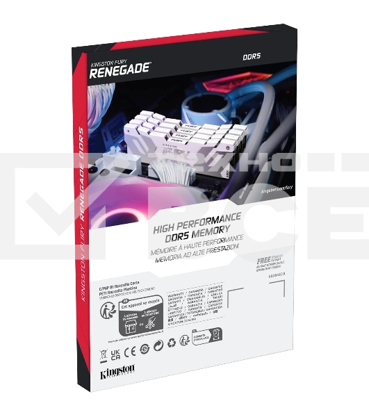 Оперативная память Kingston Fury Renegade, DDR5, 32GB (1x32GB), 6400MHz, CL32, DIMM, радиатор, белый
