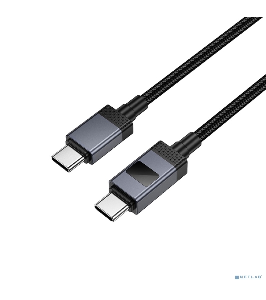 Кабель USB2.0 Hoco Type-C/Type-C, 3А, 60Вт, с дисплеем, X118, 1м, черный, коробка