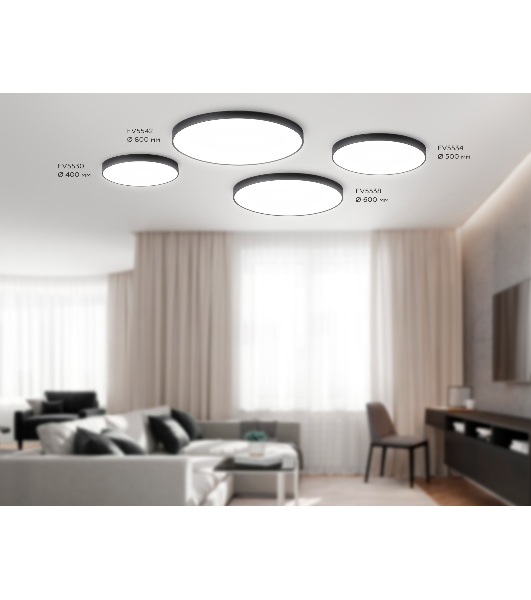 Потолочный светодиодный светильник Ambrella light FV5538 BK черный LED 90W 4200K D600*58 (Без ПДУ)
