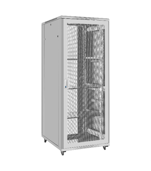 Шкаф телекоммуникационный 19' напольный 42U ExeGate EC-FS-42U.800.1000.V.V.GREY (19”, 42U, 800x1000x2054mm (ШхГхВ), передняя перфорированная дверь, задняя двойная перфорированная дверь, съемные боковые панели, пыле- и влагозащита IP20, встроенный вентиляционный модуль, 1 полка в комплекте, светло-серый RAL 7035, 3 коробки)