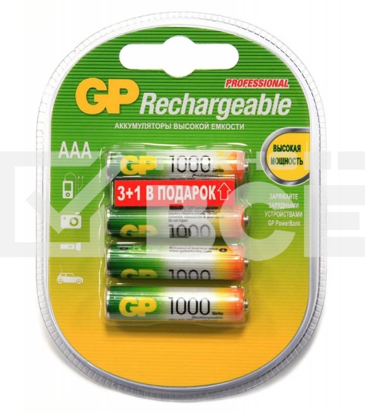 Аккумулятор GP 100AAAHC3/1-2CR4 AAA 1000mAh (3шт +1 шт. в уп-ке)