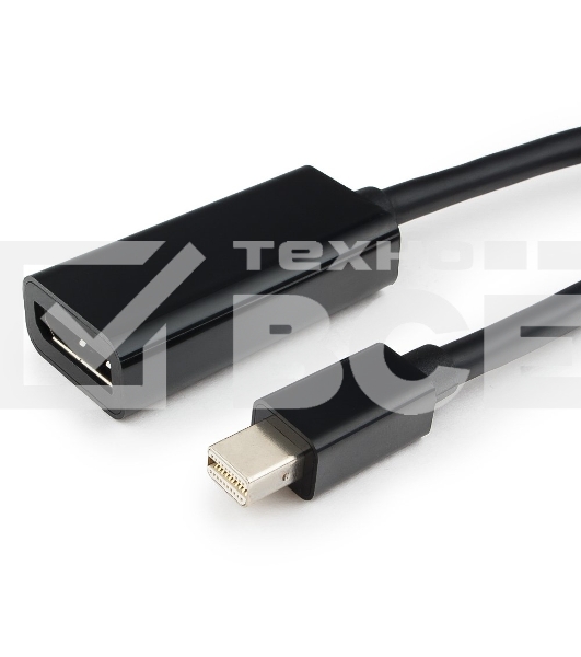 Переходник miniDisplayPort - DisplayPort, Cablexpert A-mDPM-DPF-001, 20M/20F, длина 16см, черный, пакет