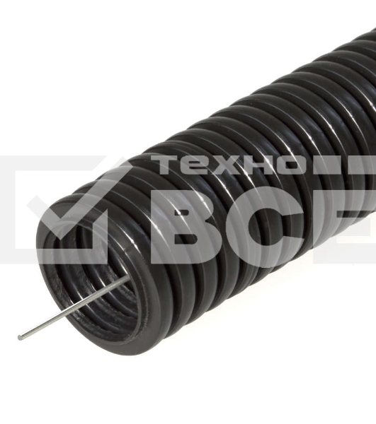 Труба гофрированная ПНД d25мм с протяж. черный (уп. 75 м) Урал Пак ГФ-1100025-075