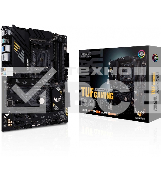 Материнская плата ASUS TUF GAMING B550-PRO, AM4, AMD B550, 4xDDR4, 6xSATA, 2xM.2, 1xPCIe 4.0 x16, 1xPCIe 3.0 x16, 3xPCIe x1, 1xHDMI, 1xDP, 1x 2.5Gb LAN, 4xUSB 2.0, 2xUSB 3.2 Gen 1, 1xUSB 3.2 Gen 2, 1xUSB-C 3.2 Gen 2, 5x3.5 мм, 7.1, ATX