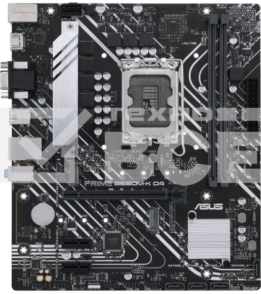 Материнская плата ASUS PRIME B660M-K D4, Socket LGA 1700, Intel B660, 2xDDR4, 4xSATA, 2xM.2, 1xPCIe 4.0 x16, 2xPCIe x1, 1xHDMI, 1xVGA, 1x 1Gb LAN, 4xUSB-A 3.2 Gen 1, 2xUSB-A 2.0, 3x3.5 мм, 7.1, mATX