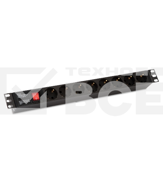 Монтажное оборудование Hyperline SHE19-8SH-S-IEC Блок розеток 19