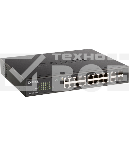 Коммутатор D-Link DGS-1100-18PV2/A 16G 2SFP 130W настраиваемый