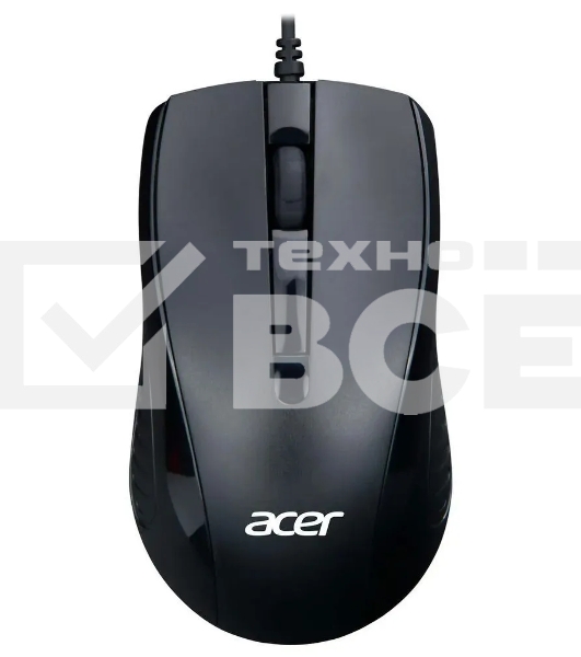 Мышь проводная Acer OMW136 черный, 1200 dpi, USB, кнопки - 3