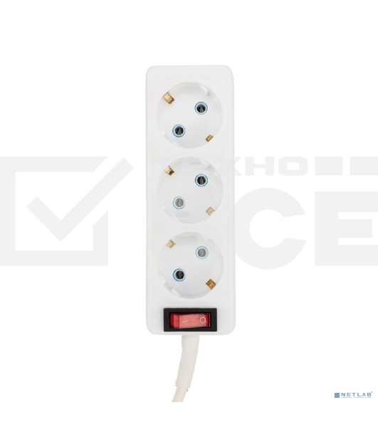 Удлинитель PROconnect 3 гнезда, 3 м, 3х0.75 мм², с/з, с кнопкой, белый