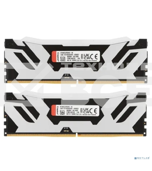 Оперативная память Kingston Fury Renegade, DDR5, 96GB (2x48GB), 6000MHz, CL32, с радиаторами, cеребристый/черный