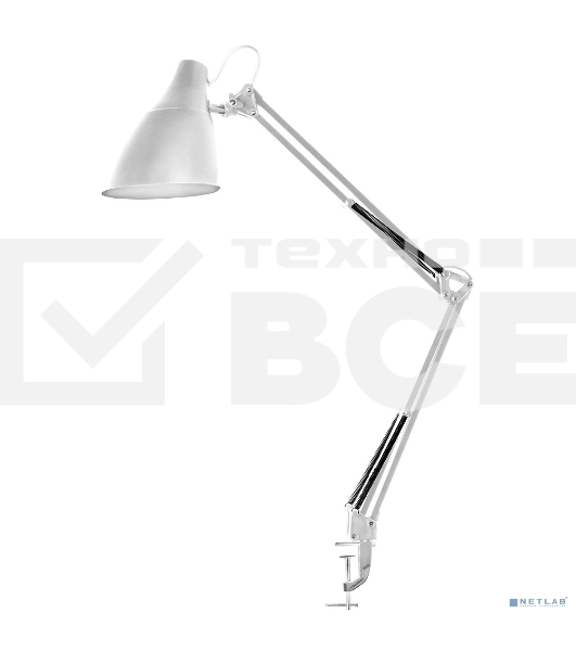 Светильник настольный Camelion KD-335 C01 белый с метал. струбциной, 230V, 40W, E27