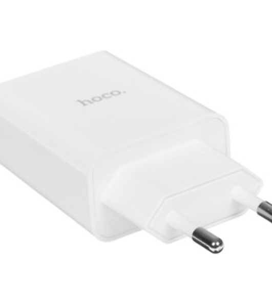 Сетевое зарядное устройство с дисплеем Hoco 18Вт, 3А, QC3.0/PD, 1хUSB, 1хType-C, C100A, белый, коробка
