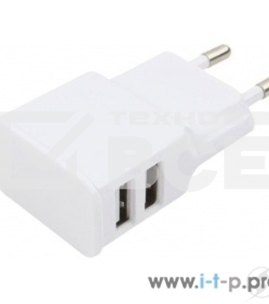 Адаптер питания Cablexpert MP3A-PC-11 100/220V - 5V USB 2 порта, 2.1A, белый