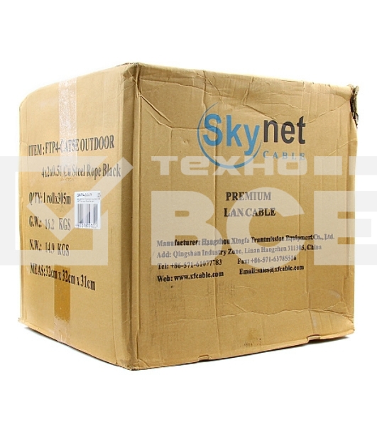 Кабель SkyNet Premium FTP outdoor 4x2x0,51 на тросу, медный, FLUKE TEST, кат.5e, однож., 305 м, на катушке, черный