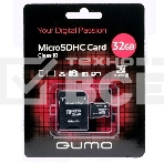 Флэш карта QUMO QM32GMICSDHC10U1 32Gb MicroSDHC Class 10 UHS-I, SD adapter, фото 1