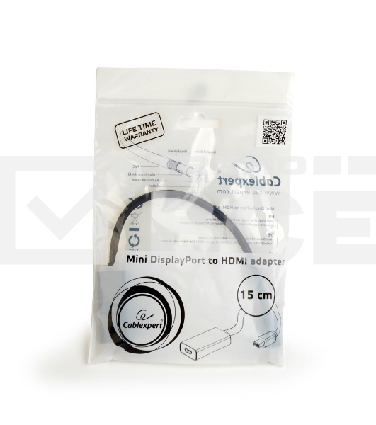 Переходник miniDisplayPort - HDMI, Cablexpert A-mDPM-HDMIF-02, 20M/19F, кабель 15см, черный, пакет