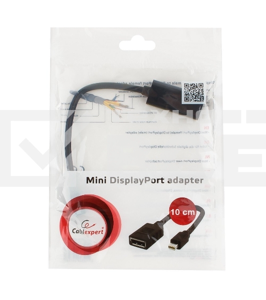 Переходник miniDisplayPort - DisplayPort, Cablexpert A-mDPM-DPF-001, 20M/20F, длина 16см, черный, пакет