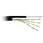 Кабель витая пара Rexant U/UTP cat.5e 4х2х24AWG solid CU PE Outdoor трос черный (м), фото 1