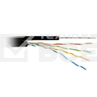 Кабель витая пара U/UTP кат.5E 4х2х24AWG solid CU PE Outdoor трос черн. (м) Rexant 01-0046
