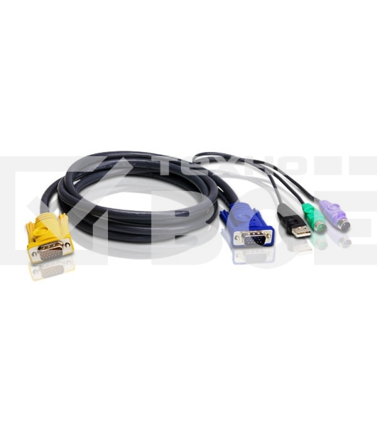 Шнур, мон., клав.+мышь USB, SPHD=)HD DB15+USB A-Тип+2x6MINI-DIN, Male-4xMale, 8+8 проводов, опрессованный, 1.8 метр., черный, (с поддерKой KVM PS/2) USB-PS/2 HYBRID CABLE. 1.8M