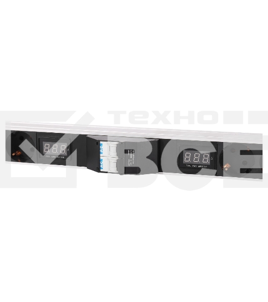 Блок силовых розеток Rem Rem-32, Shuko х 16, IEC 60320 С19 х 8, вход колодка, 1463х45х45 мм (ВхШхГ), 32А, автомат + амперметр, черный, без шнура