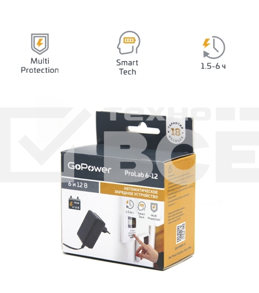 З/У для свинцово-кислотных аккумуляторов 6 и 12V GoPower ProLab 6-12 1.0A (1/100)