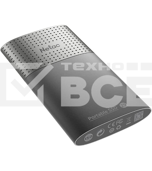Внешний накопитель SSD External Netac 250Gb Z9 <NT01Z9-250G-32BK> (USB3.2, up to 550/480MBs, 90х47.5х11.5mm, Aluminium+Plastic)