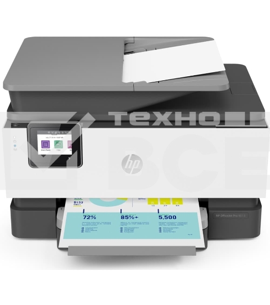 МФУ струйный HP OfficeJet Pro 9013 AiO Printer, A4, цветной, печ. до 32/18 стр/мин. (ч/б/цв.), скан. до 8 стр/мин., 1200 x 4800 dpi (печ.), 1200x1200dpi (скан.), USB, RJ-45, Wi-Fi