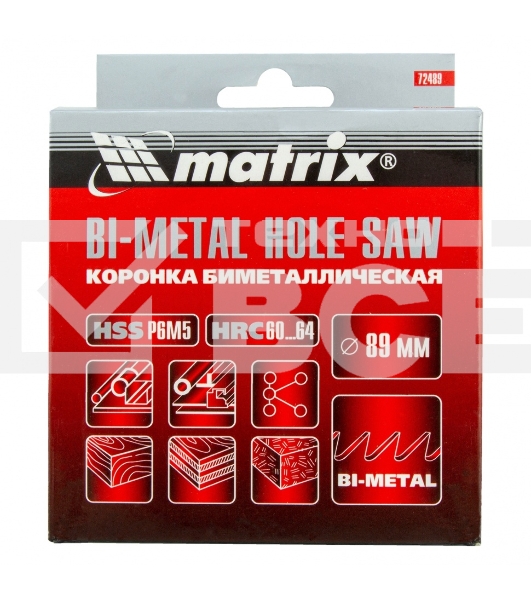 Коронка BIMETAL, 89 мм Matrix