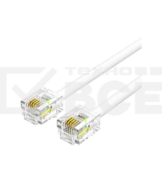 Кабель телефонный Vention плоский RJ11 (6P4C) - 2м. Белый