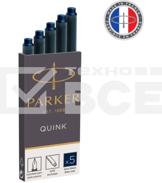 Картридж Parker Quink Z11 (CW1950385) черный/синие чернила для ручек перьевых (5шт)