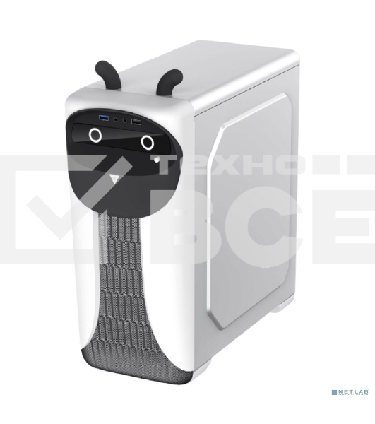 Компьютерный корпус GameMax Cute OWL, без БП (Midi Tower, ., 1*USB3.0 + 2*USB2.0, 2*120мм), Черный/белый