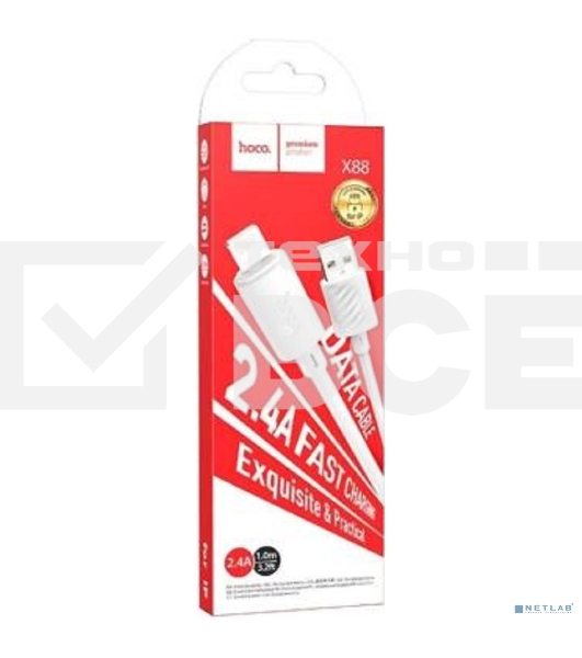 Кабель USB HOCO X88 Lightning/ 1m/ 2.4A/ White